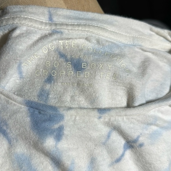 Aeropostale Cropped Tee shirt with blue tie dye size large - Picture 2 of 4